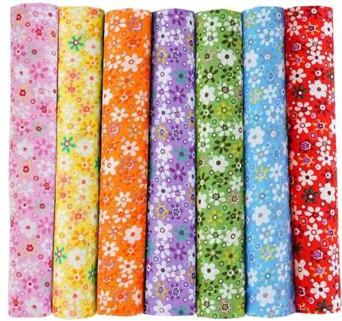 Axvxby 7er Set Baumwollstoff Paket 50x50cm – Stoffe zum Nähen Meterware für Patchwork zum Quilten, Nähen & DIY​, Puppenkleidung, Home Decor, Taschen & kreative Bastelprojekte (Buntes)