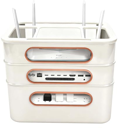 Boîte de rangement pour routeur WiFi - Cachette et organisateur de câbles - Étagère audio-vidéo à 3 couches - Étagère moderne pour modem, TV Box, projecteur, boîte décorative pour appareils de bureau