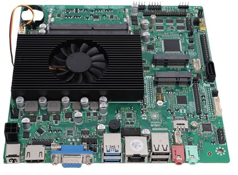 GEERYZHE Carte Mère NAS Industrielle – Processeur 4 Cœurs 4 Threads Basse Consommation, DDR4 Double Canal, Gigabit Ethernet,