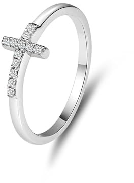 Epinki 18 Karat 750 Gelbgold Pärchen Ringe, Kreuz Freundschaftsringe mit Diamant, Ring 950 Platin Echt Gold, Gr.47-65