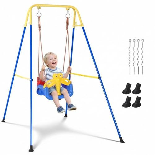 Balançoire de porte et sauteuse pour bébé 6-24 mois – Balançoire simple intérieure et extérieure avec base en tube galvanisé réglable – Jeu de saut sûr pour le développement musculaire et l'équilibre