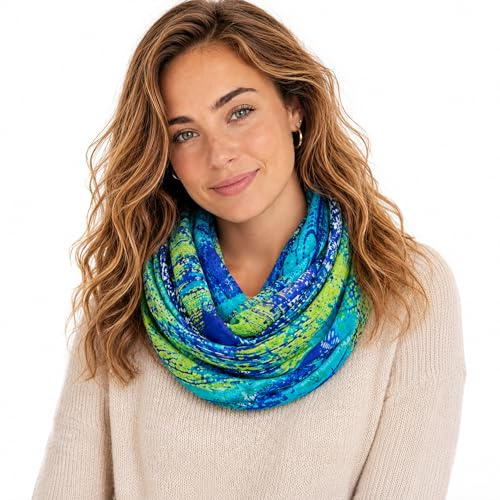 Alster Herz Damen Loop Schal Leichter Rundschal Frühling Sommer Herbst, Weiches Tuch Floral Infinity Schal Damen Halstuch Elegant