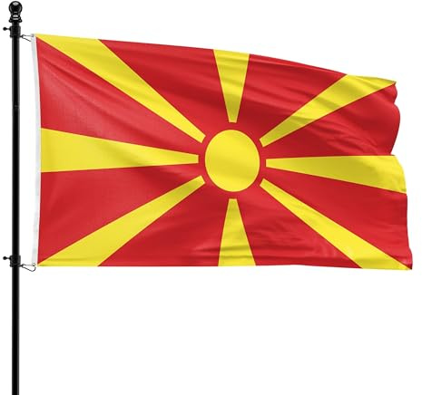 VlagDirect - Mazedonische Flagge - Mazedonien Flagge - 90 x 150 cm