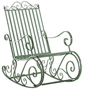 CLP Schaukelstuhl Smilla im Landhausstil I Garten-Schwingstuhl aus Eisen, Farbe:antik-grün