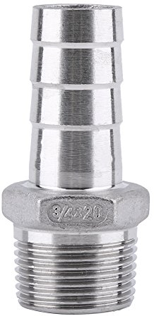 SS304 Conector de Cola de Manguera Racor de Tubería Adaptador de Cola de Manguera de Acero inoxidable Rosca BSP Macho(3/4 * 20mm)