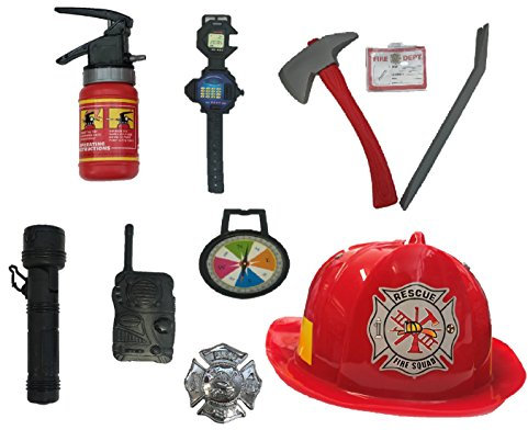Matissa Children's Firefighter Role Play Costume and accessory Set Kids Boys Girls (10 pieces Accessories, Acessories)