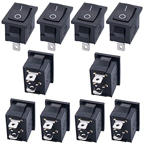 Taiss/10Pcs Rocker Toggle Switch Black On/Off SPST 2 Pin 2 Position KCD1 AC 250V/10A 125V/12A KCD1-1-101-BK