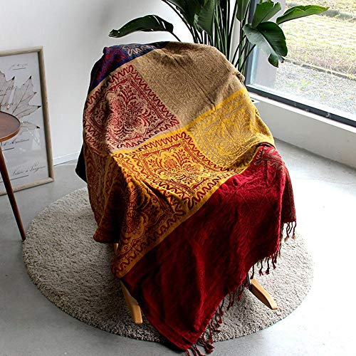 Monba Überwurf aus 100 % reiner Baumwolle, im Ethno-Stil, gewebt, mit dekorativen Fransen, Sofa-Decke, Heimdekoration für Stuhl, Bett, Couch, 150 x 190 cm, Stil 1