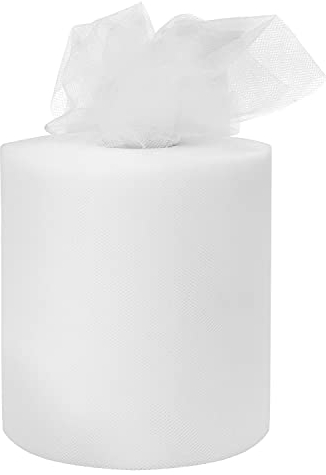Handi Stitch Lange Weiße Tüll Stoff Rolle - B15 cm x L183 m - Polyester Tüll Mesh Stoff für Geburtstage, Geschenkverpackungen, Hochzeiten, Basteln, Schleifen, Tutu-Röcke, Kostüme Dekostoff Transparent