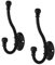 H-Smart 2 x Metal Double Satin Black Hat and Coat Hooks Doors Robe Dress Ball End