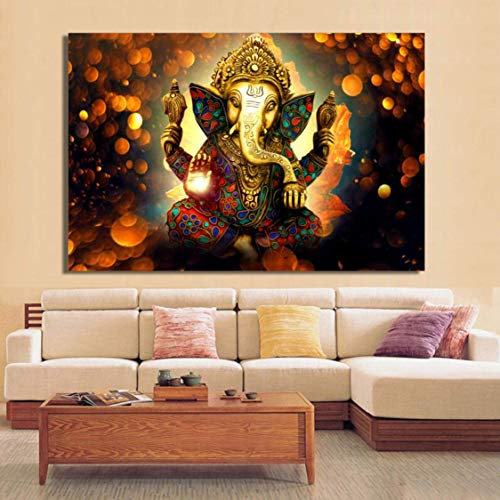 Danjiao Moderne Hinduismus Plakate Und Drucke Wandkunst Leinwand Malerei Indische Götter Ganesha Dekorative Bilder Für Wohnzimmer Home Decor Wohnzimmer 40x60cm