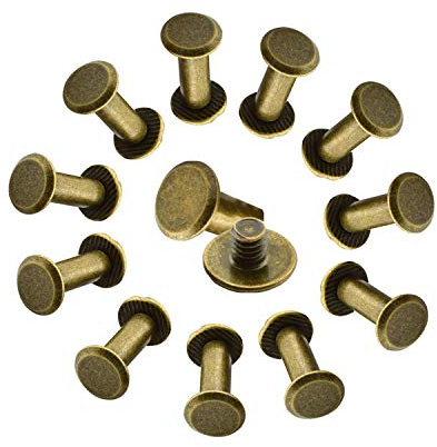 Weddecor Lang Chicago Nieten Bindung Schrauben Nägel Nieten Kreuz Kopf Knopf Nieten Rund Flachkopf Nieten Schraube Für DIY Leder Dekoration, Buchbinderei, Fotoalbum Bindung - Bronze, 9mm x 20mm
