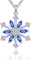 JO WISDOM Halskette Schneeflocken Silber 925 Damen Zirconia Blaue Saphirfarbe Swarovski Kristall Anhänger Kette,Weihnachtsschmuck für Frauen