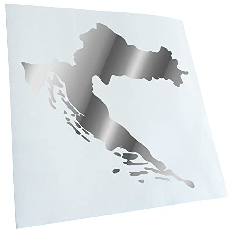 Kiwistar - Autoaufkleber - Kroatien Umriss Kontur - chrom - 24x23cm - Heckscheibe Auto Aufkleber wetterfest für Kfz LKW Mofa Truck - Sticker außen selbstklebend Tuning Zubehör für Fenster Fahrzeug