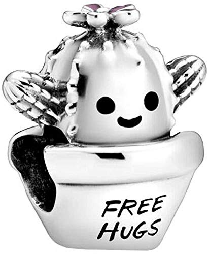 Beads R Us ® - Free Hugs Cactus Sterling Silver with enamel Bead/Charm - Compatible with all European style Charm Bracelets and necklaces.