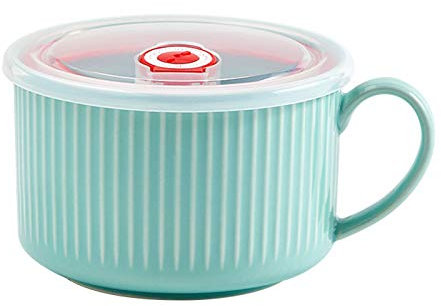 Cereal Bowl, Ceramic Souffle Dishes Round Porcelain Bowls with Handles for Soup, Cereal, Stew, Chill Soup Bowls