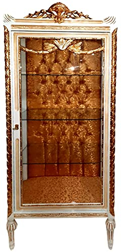 Casa Padrino Barock Vitrine Cremefarben/Beige/Gold - Prunkvoller Barock Vitrinenschrank mit Glastür - Barock Möbel
