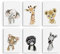 Hambient Poster Kinderzimmer - Bilder Babyzimmer Deko, Junge, Mädchen - Wandbilder, Kinderposter, Dekoration - 6er Bild Set (21 x 30 cm - Ohne Rahmen, Tiere Afrika Niedlich)