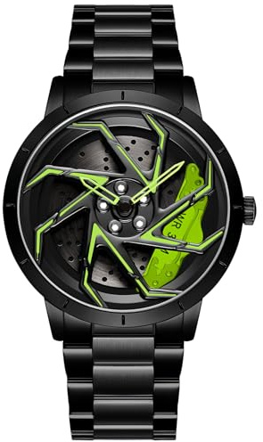 Gosasa Herren-Rennuhren, drehbar, Auto, Felge, Radnabe, Design, Sportuhren, Edelstahl, wasserdichte Uhr