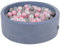 KiddyMoon Rund Bällebad Velvet Bällepool 90X30cm/200 Bälle ∅ 7Cm Ballgruben Für Babys Spielbad Kleinkinder, Hergestellt In EU, Eisblau: Perle/Grau/Transparent/Rosa