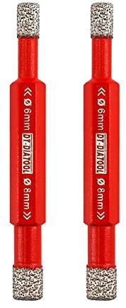 Diamond Tile Drill Bit Set, DT-DIATOOL Porcelain Hole Saw with Hex Shank Double Ended 6-8mm for Drilling Ceramic Marble Artificial Stone Granite 2pcs