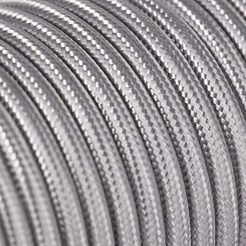 3m Textilkabel Silber Unifarben 3x0,75qmm 3G Kabel Lampenkabel Stoffkabel Stromkabel umsponnen max. 300V