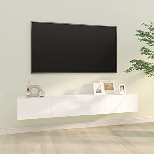 Festnight Mueble TV Flotante/Armario de Pared Con Compartimentos 100x30x30cm Blanco - Mesa TV Suspendida Para Salón