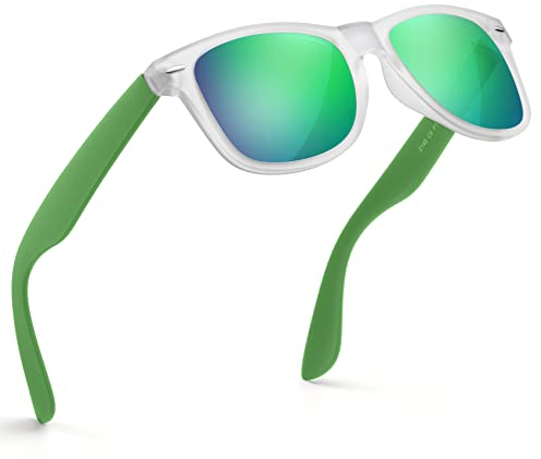 wearPro Sonnenbrille-Herren-Damen-Polarisiert-Rechteckig-Sonnenbrillen Unisex Retro Klassische Vintage Polarisierte Brille UV400 Schutz Classic Sunglasses Eckig für Fahren (Weißer Rahmen Grünes Grün)