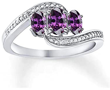 Created Gems Oval facettierter Amethyst Cz Ring – 0,925 Sterling Silber Ring Lila Amethyst Cz Edelsteine Ring – handgemachter Schmuck Geschenk zum Geburtstag