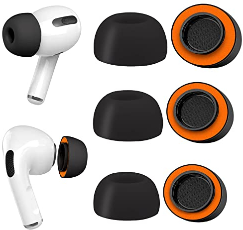 Ersatz-Ohrstöpsel für Airpods Pro Upgraded, Ohrstöpsel mit Loch zur Geräuschreduzierung, 3 Paar weiche Memory Foma Silikon-Ohrstöpsel für AirPods Pro geeignet zum Aufladen (S/M/L, Schwarz)