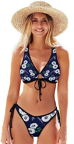 Floral White Black Rose Swimwear Bikini Two Piece Set Swimsuits Beachwear Bathing Suit for Women Girls