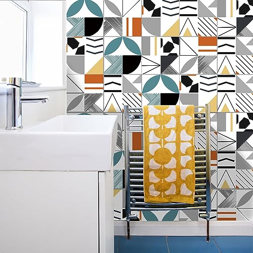 Pegatinas autoadhesivas fáciles de pegar para azulejos de suelo o pared, antisalpicaduras, ideales para la decoración del salón, la cocina y el baño, 10 unidades (15 x 15 cm, 20 x 20 cm, TS063L)