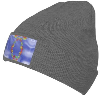 YYHHAOFA Ring of Flowers Picture Black Warm Aldult Knit Hat Cap : Soft Good Elasticity Suitable for Outdoor Sports, Deep Heather, Einheitsgröße
