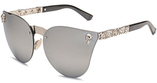 YIZITU Totenkopf-Sonnenbrille für Damen, Vintage-Stil, übergroß, randlos, Cateye Eyewe-Sonnenbrille für Damen, blau