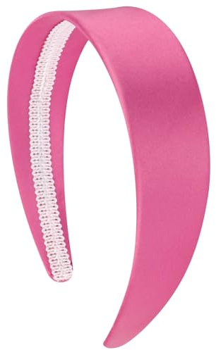 VELSCRUN Serre-tête rose pour femmes et filles de 4,1 cm de large – Bandeau en satin pour femmes – Accessoires de cheveux solides et simples pour les vacances, cosplay, Halloween, cadeaux pour mères