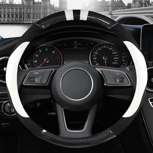 Langlebiges Zubehör Carbon Faser Leder Sport 38cm Auto Lenkrad Abdeckung Nicht-Slip Für Audi A1 8X A2 A3 Q3 Q5 Q2 A4 A5 A6 Für Avant (Color : White O Shape)