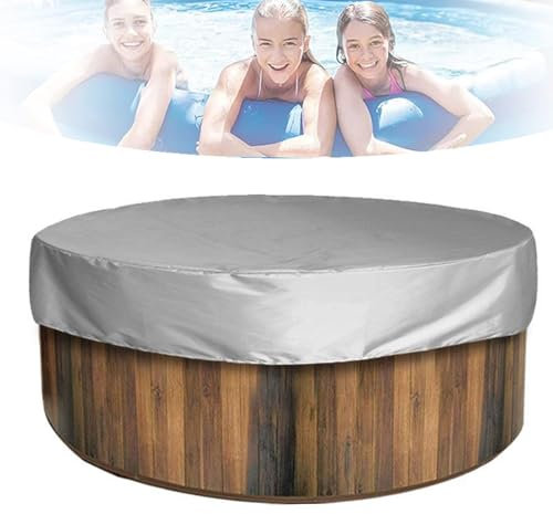 Wasserdicht Poolabdeckung Rund, 210D Oxford Runden Abdeckung für Kleinen Frame Pool für den Garten , Winter Sommer Solar Abdeckplane Schutzhülle für Hund und Kinderpool (Size:190*30cm,Color:Grey)