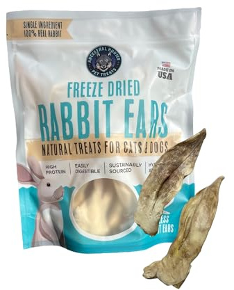 Ancestral Hunter Freeze Dried Rabbit Ears Dog Treats - Furless Rabbit Ears for Dogs & Cats - Healthy Dog Treats - High Value - Single Ingredient- Crunchy