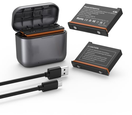 2 Stück 3,85V 2000mAh High Power Ersatzakku und USB Dual Batterie Ladegerät kompatibel mit Insta360 X3 Kamera