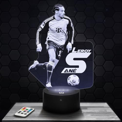 Nachttischlampe L. Sane Fußball Dekoration Fußballspieler, Geschenkidee für sportlichen Mann, L. Sane Fußball Nachtlicht für Erwachsene, Dekoration für Schlafzimmer geschenkidee für Männer.