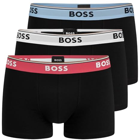 BOSS 3er Pack Herren Power Boxer Trunks Boxershorts Unterhosen Cotton Stretch, Farbe:Schwarz, Wäschegröße:S, Artikel:-978 Black/Black/Black