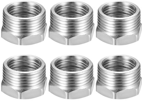 Adaptadores reductores de 3/4 a 1/2 pulgadas, 6 adaptadores de rosca macho G3/4 a hembra G1/2 de acero inoxidable, reductor de buje hexagonal de acero inoxidable BSP, adaptador de conector reductor