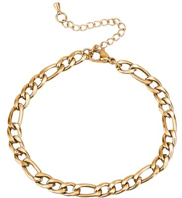 Mikovivi Armband für Männer, 5mm Breites Titanstahlarmband Herren-Kettenarmband Herrenarmbänder Kubanische Gliederkette für Ehemann Freund Rapper Liebhaber (Gold)