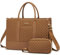 LOVEVOOK Laptoptasche Shopper Damen 15,6 Zoll, Wasserdicht Arbeitstasche Handtasche Groß Schultasche Tasche Aktentasche Lehrertasche, Leder Handbags Notebooktasche für Büro Arbeit Uni