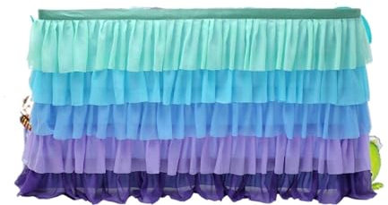 BULINO Jupe de Table de fête, Jupes de Table Rose Tutu en Tulle, Nappe colorée, Mariage, Banquet, fête d'anniversaire, décoration de Table, décoration de Noël(Rose Red,275X77cm)