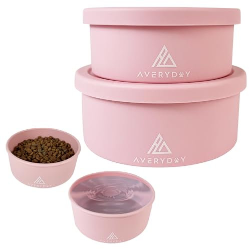 AVERYDAY 2-in-1 Travel Dog Bowls with Lids, 40 oz Portable Pet Bowls for Food and Water, Leakproof Travel dog food and water bowls for Outdoor, Camping, BPA-Free Travel Dog Food Bowls, Dishwasher Safe