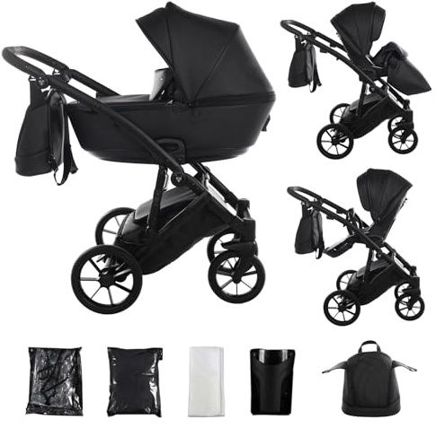 Junama Kinderwagen Space Eco 2in1 3in1 4in1 (03 - Schwarz, 2in1)