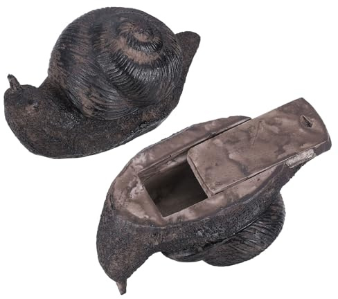 QUARKZMAN Schlüsselversteck für Draußen, Faux-Schnecke mit Geheimfach, Rost | zum diskreten und sicheren Verstauen von Schlüsseln, Bargeld und Wertsachen