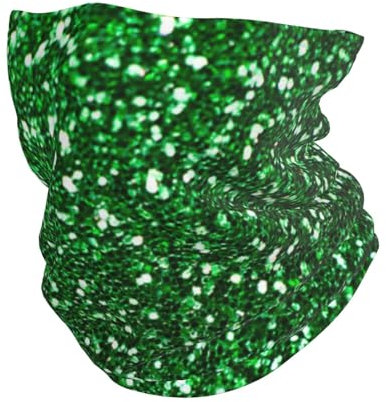 Poadnly Halsmanschette, weicher Gesichtsschutz, Nackenwärmer, Halbmaske, Schal, Sturmhaube,Grüne Pailletten funkeln