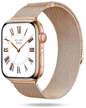 ONEFLOW Milano Mesh compatible con Apple Watch Milanese Armband Metallarmband elegant Milanese Loop Edelstahl Band Magnetisch iWatch Armbänder Metall Damen, Apple Watch 9 (41mm), Metal